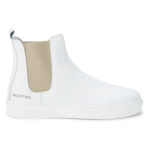 Valentino Men's Tony Leather Chelsea Boots In White Beige